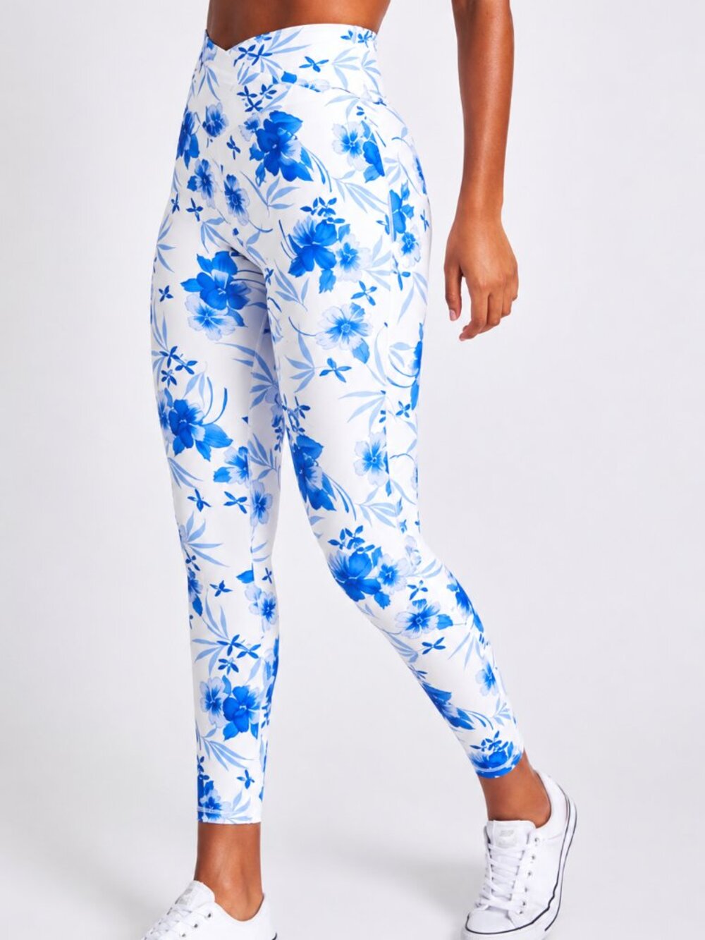 LoveShackFancy Adries Floral Leggings Blue White High Rise Activewear NWOT Size